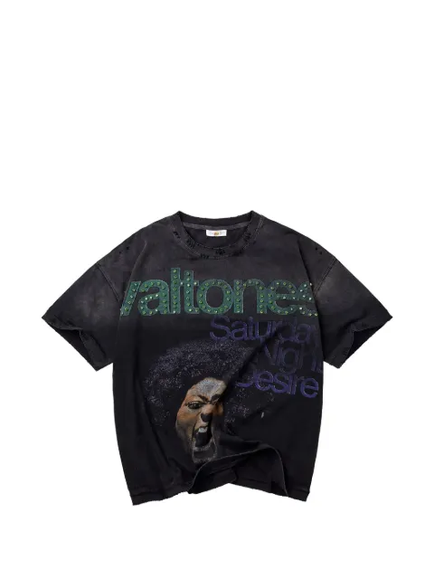 Vale embellished graphic-print T-shirt Black VAL333