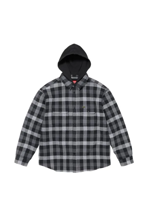 Supreme Plaid Waffle hooded jacket Grey SU28107