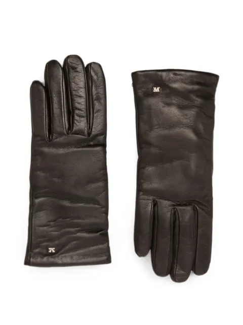 Max Mara Spalato logo-plaque leather gloves Brown 2624566072600