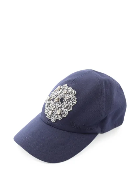 Christian Dior Pre-Owned 2010s Dior Tears rhinestone cap Blue 1093365