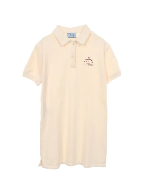 Prada Pre-Owned 2010s logo-print polo-collar mini dress White 1092439