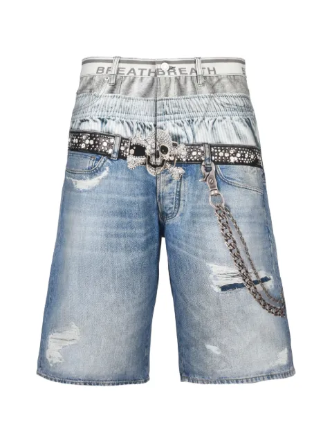 BREATH transfer-print denim shorts Blue BR26SSP1901