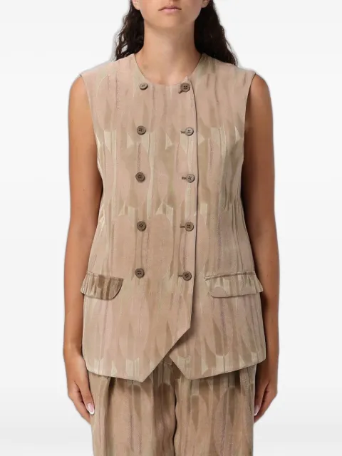 Emporio Armani double-breasted waistcoat in oval-patterned jacquard Brown EW005513TE21511