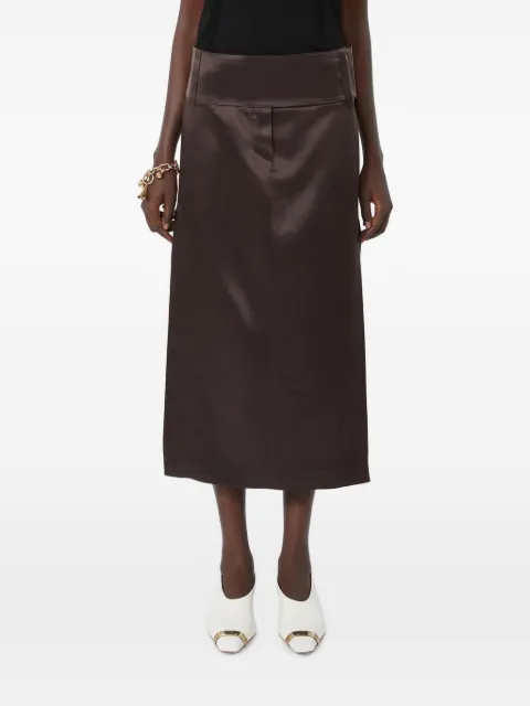 Max Mara straight-fit long satin skirt - chocolate Brown 2622106041600