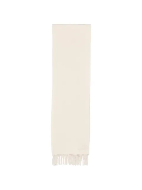 Max Mara embroidered-logo fringed scarf Neutrals 2624546312600