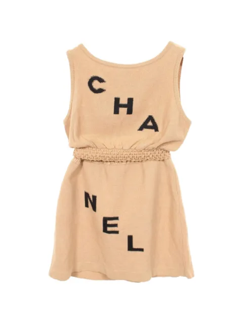 CHANEL Pre-Owned 1986-1988 logo-knit tank top and skirt set Neutrals 1091930