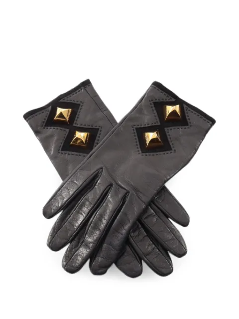 Hermès Pre-Owned 2000s Medor pyramid-stud gloves Grey 1089027
