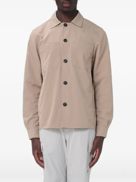 Save The Duck Kids Basil logo-patch button-up jacket Neutrals D32582MGABA2240015