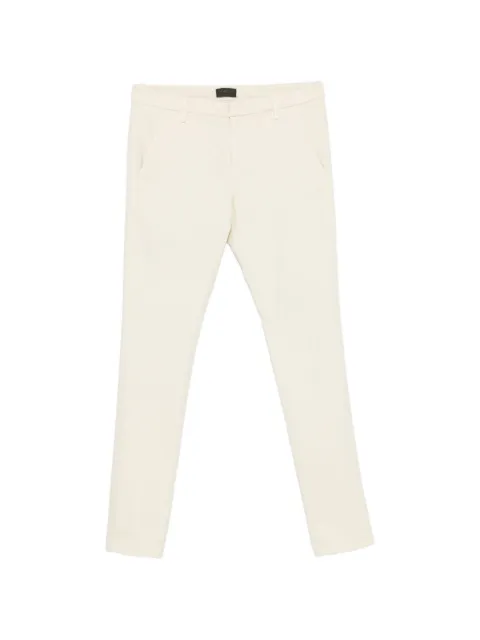 DONDUP logo-plaque slim-fit trousers Neutrals UP235CS0179U
