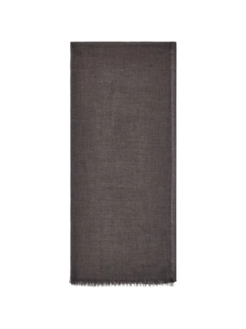 Giorgio Armani herringbone-pattern fringed scarf Grey GW004172AF29277