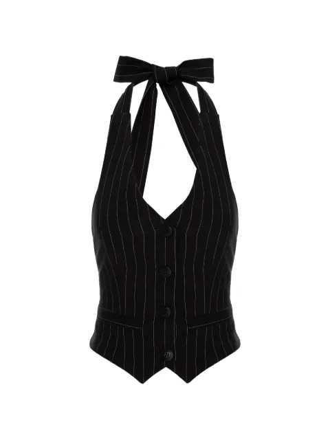 HAMZA Kimi striped halterneck vest Black KIMIVESTSTRIPED