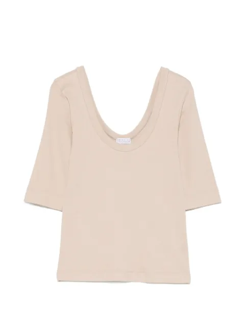 Brunello Cucinelli scoop-neck elbow-sleeve T-shirt Neutrals M0TC8FX220C8539