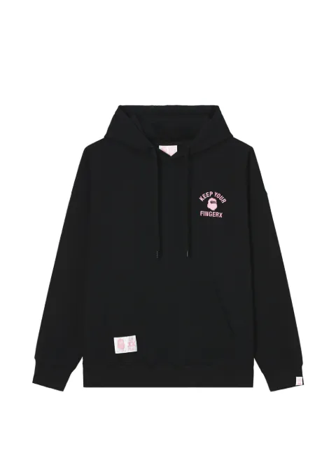 FINGERCROXX slogan-embroidered drawstring hoodie Black FFXSWW01471X