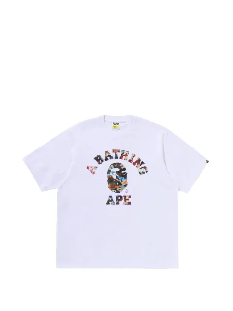 A BATHING APE® hybrid camo college relaxed-fit T-shirt White 001TEM801319M
