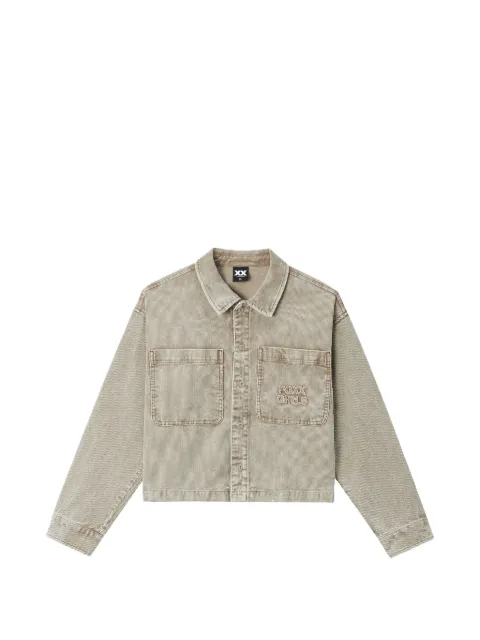 FINGERCROXX logo-embroidered corduroy shirt Grey FFXSTW01527X