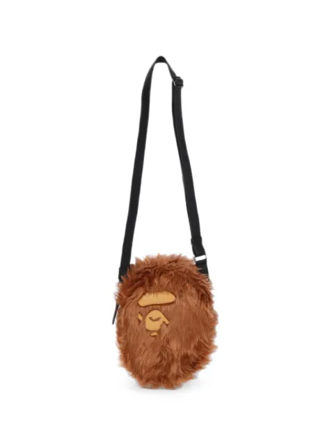 A BATHING APE® Ape Head faux-fur messenger bag Brown 001SGM801002M