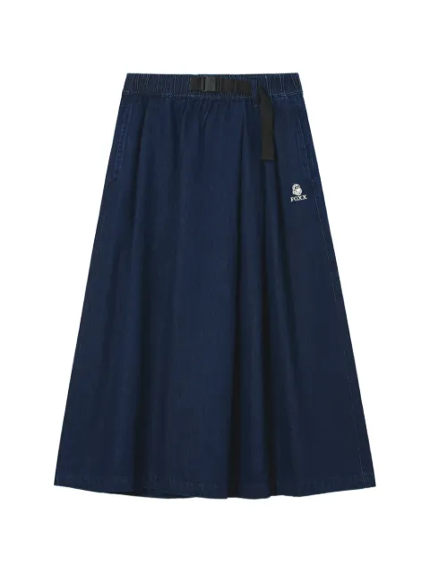 FINGERCROXX logo-embroidered buckled skirt Blue FFXSKW01534X