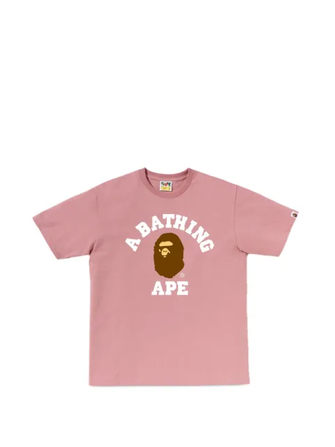 A BATHING APE® short sleeve college tee Pink 001TEM801001