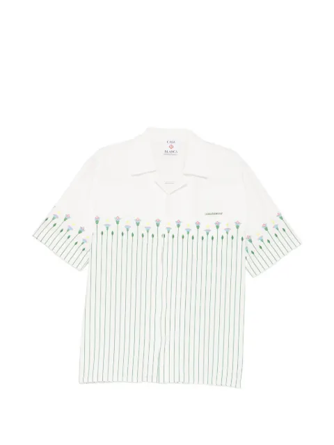 Casablanca floral-stripe short-sleeve shirt White MPF26SH30401