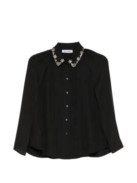Dice Kayek crystal-embellished pleated blouse Black PF26C625
