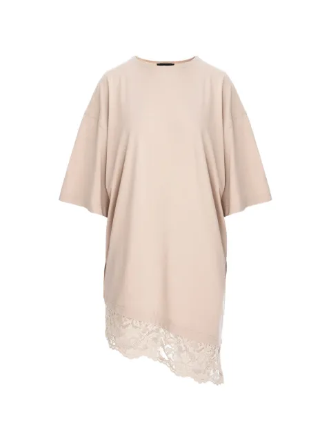 HAMZA Japan lace-trim asymmetric dress Neutrals JAPANLACEDRESS