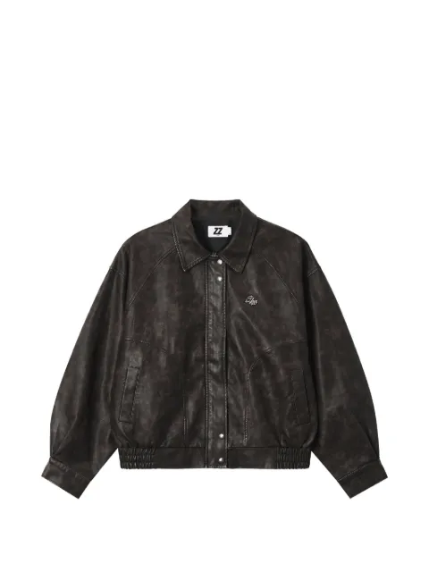 izzue logo-plaque panelled bomber jacket Black IZXLEW01212X