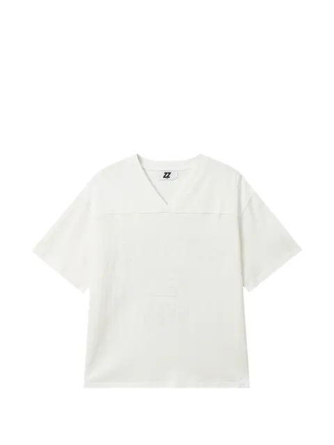 izzue logo-embossed mesh-panel t-shirt White IZXTEW01283X