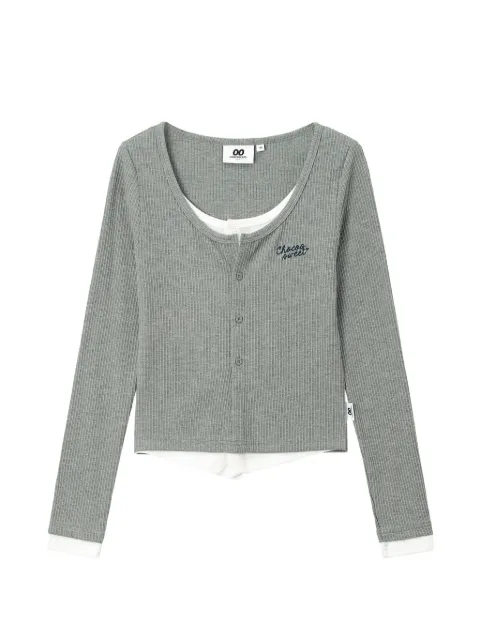 CHOCOOLATE layered-effect ribbed-knit top Grey B1XLTW02186X
