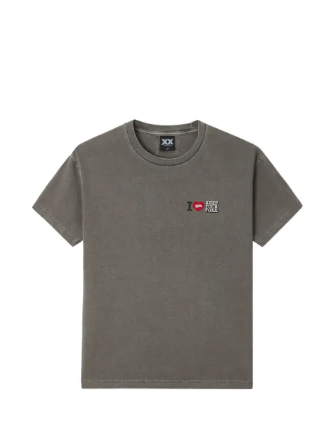 FINGERCROXX logo-embroidered cotton T-shirt Grey FFXTEW01573X