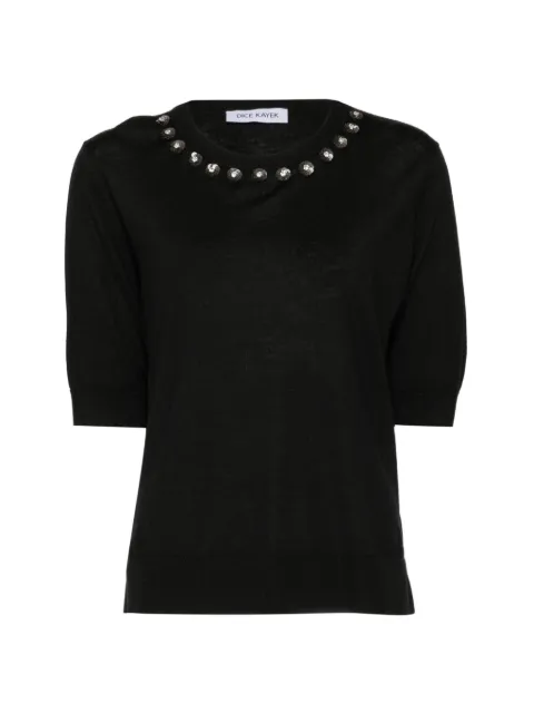 Dice Kayek sequin-embellished wool top Black PF26K80600