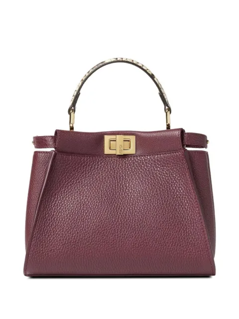 FENDI Peekaboo mini burgundy Cuoio Romano leather bag Red 8BN244B16G