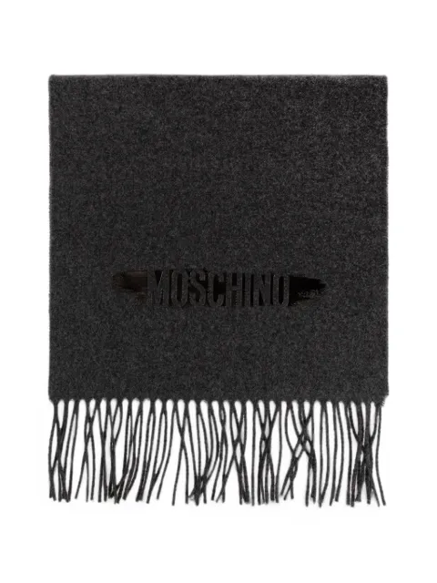 Moschino logo-print fringed scarf Grey 50255M5926