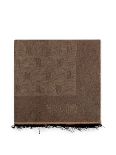 Moschino monogram frayed-edge scarf Brown 50250M5912