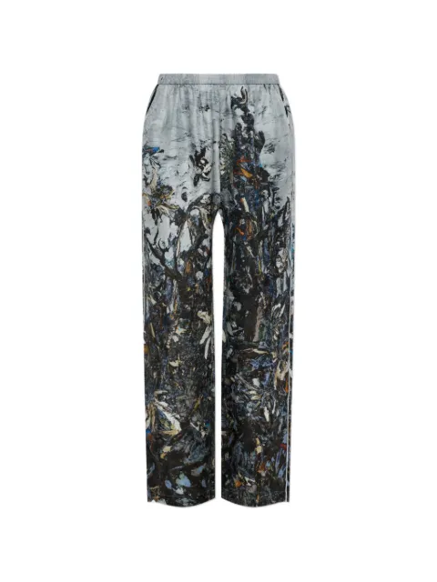 MUNTHE Varum abstract-print silk trousers Grey 2631406263180