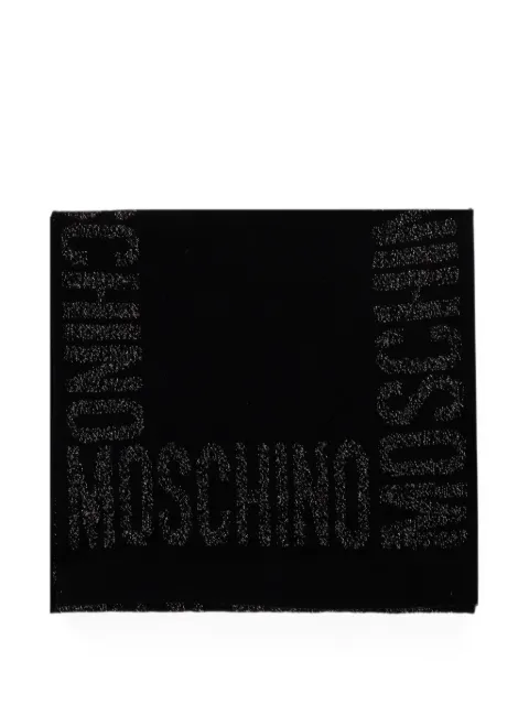 Moschino logo-print Lurex scarf Black 30623M3476