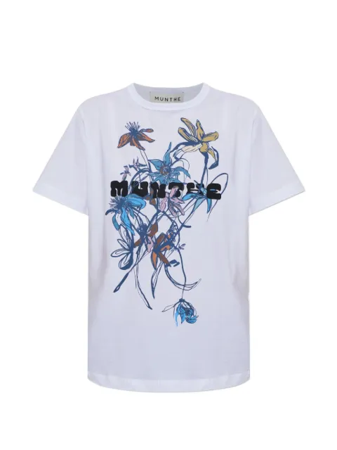 MUNTHE Vuranus floral-print logo-print top White 2631101263600