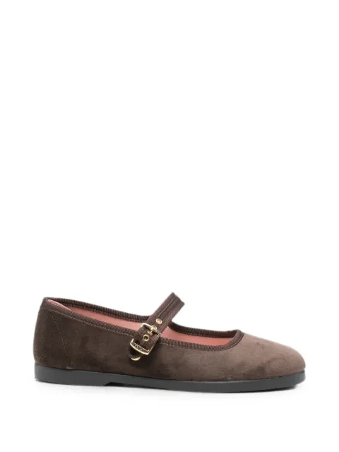 Victoria buckle-fastening velvet ballet flats Brown 1080111