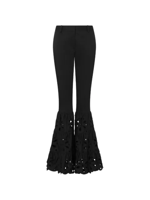 Moschino broderie-anglaise tiered-hem trousers Black A03125436