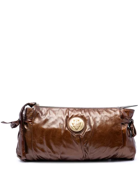 Gucci Pre-Owned 2016-2026 Large Patent Hysteria clutch bag Brown UJDF9GZVCAEEN7DB