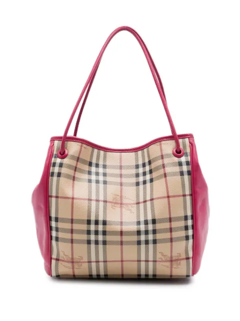 Burberry Pre-Owned 2000-2017 Small Haymarket Check Coated Canvas and Calfskin Canterbury tote bag Neutrals 7Y9O3J84F4HEW0TF