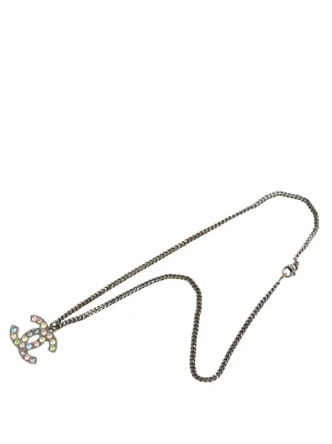 CHANEL Pre-Owned 2005 CC Brass Strass Pendant Necklace costume necklace Silver OWMHYR14D2WVD38O