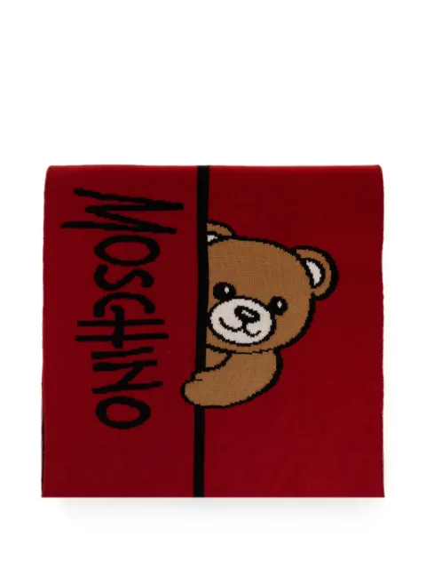 Moschino Teddy Bear-logo scarf Red 30852M3465