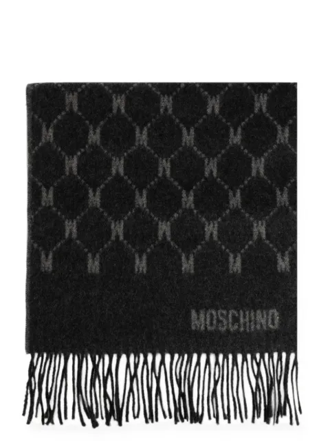 Moschino cashmere scarf with monogram Black 30847M3456