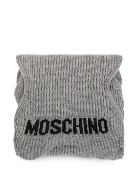 Moschino logo-intarsia ribbed scarf Grey 30853M3471
