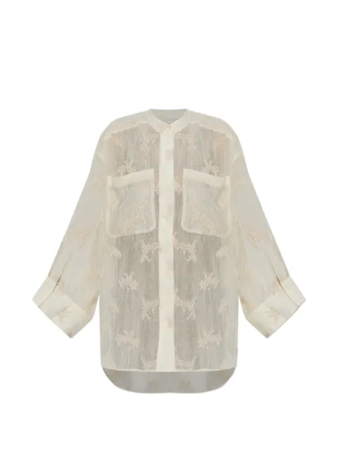 MUNTHE Fortunato embroidered sheer shirt Neutrals 2631006263310