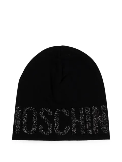Moschino logo-embroidered beanie hat Black 65165M2997
