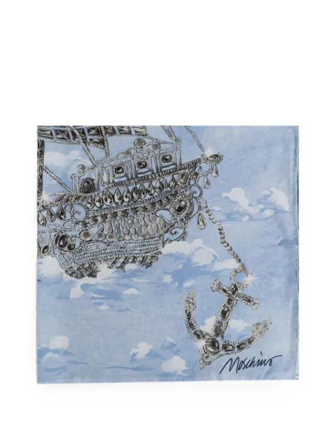 Moschino graphic-print silk scarf Blue 03549M3420