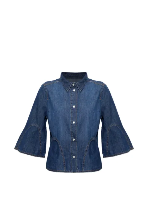 MUNTHE Vunna flared-sleeve denim shirt Blue 2631029263090