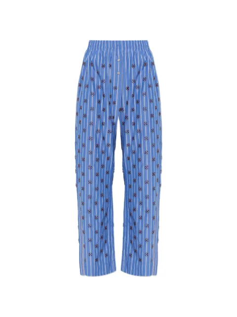 MUNTHE Viologen bead-embellished striped trousers Blue 2631418263270