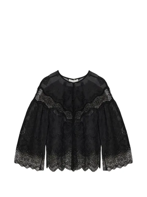 MUNTHE Valiance lace-panelled embroidered blouse Black 2631038263240